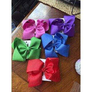 Set of 5 Hair Bows with Alligator Clip 5.5"